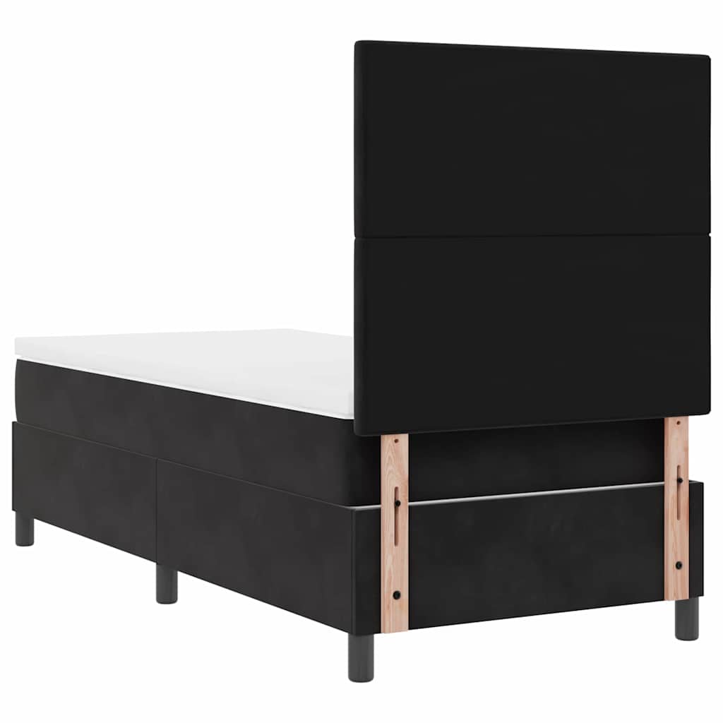 LED Box Spring Krevet s uzglavljem Crna 100 x 200 cm Baršun
