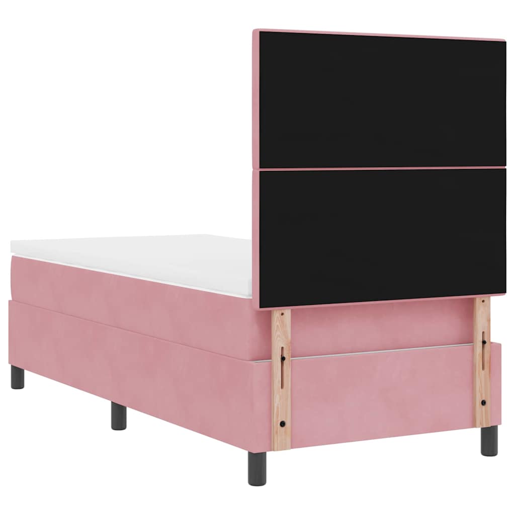 LED Box Spring Krevet Ružičasta 100 x 200 cm Baršun