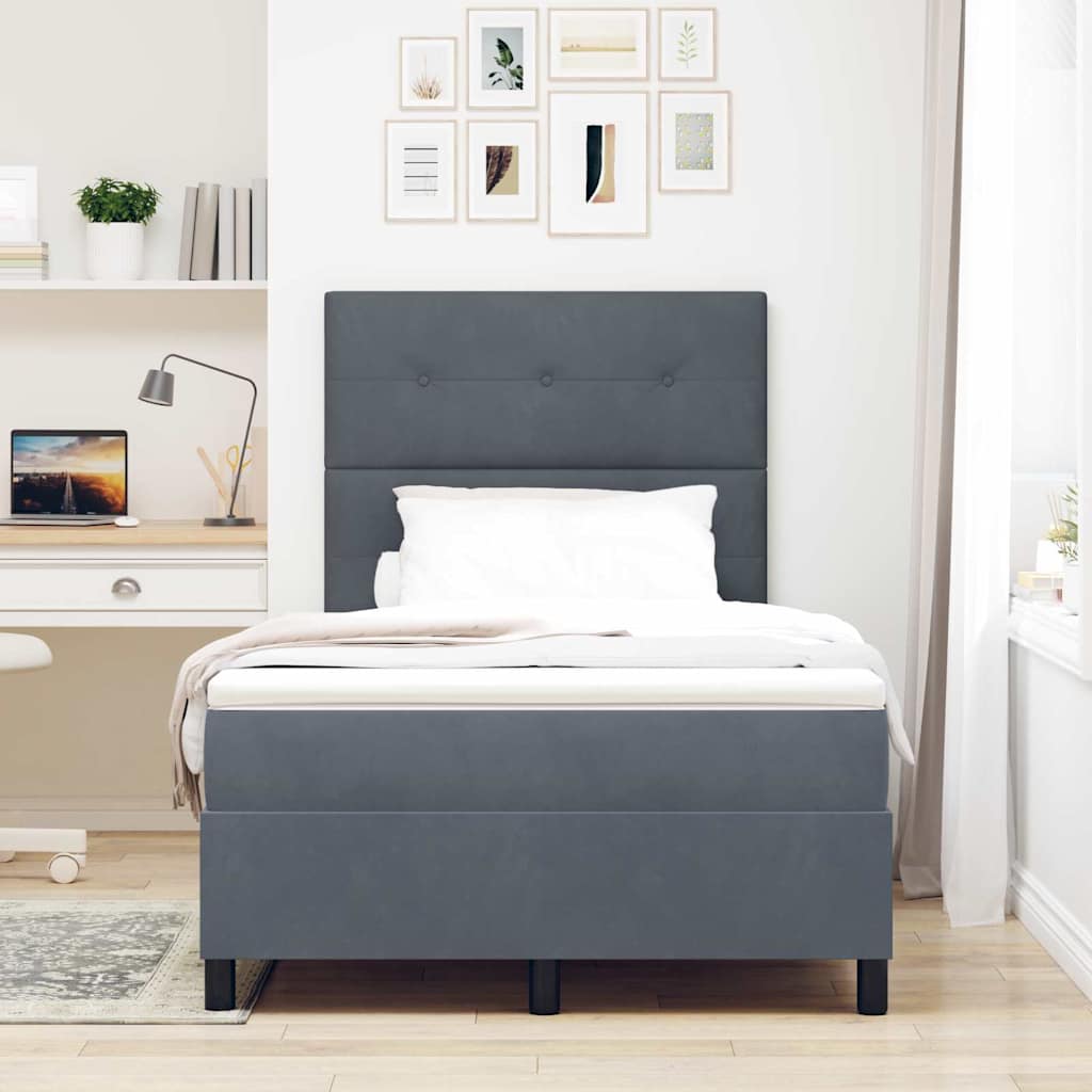 LED Box Spring Krevet Tamno siva 120 x 190 cm Baršun