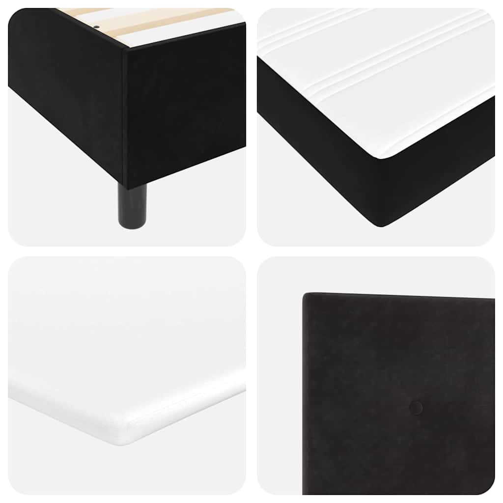 LED Box Spring Krevet s uzglavljem Crna 120 x 190 cm Baršun