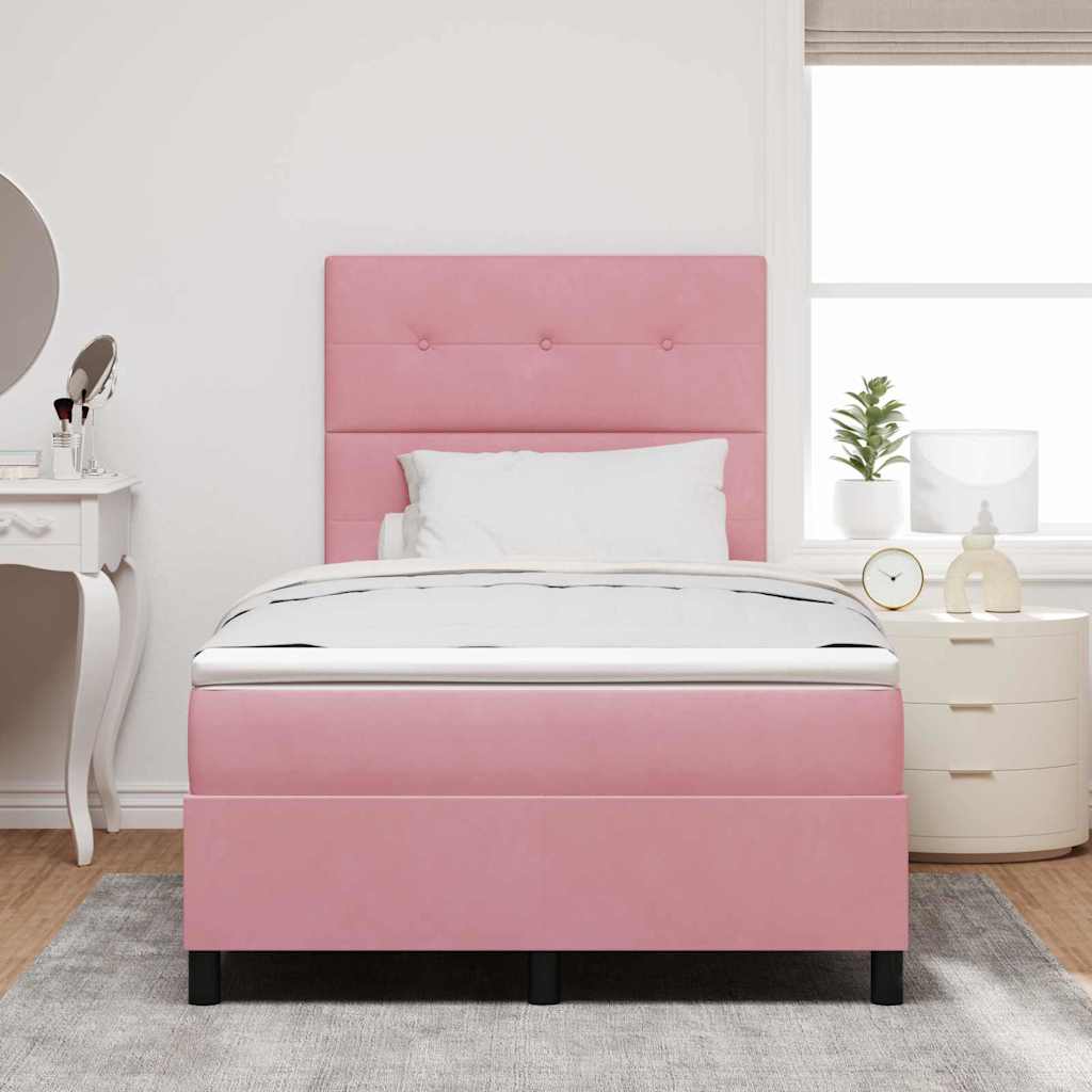 LED Box Spring Krevet Ružičasta 120 x 190 cm Baršun