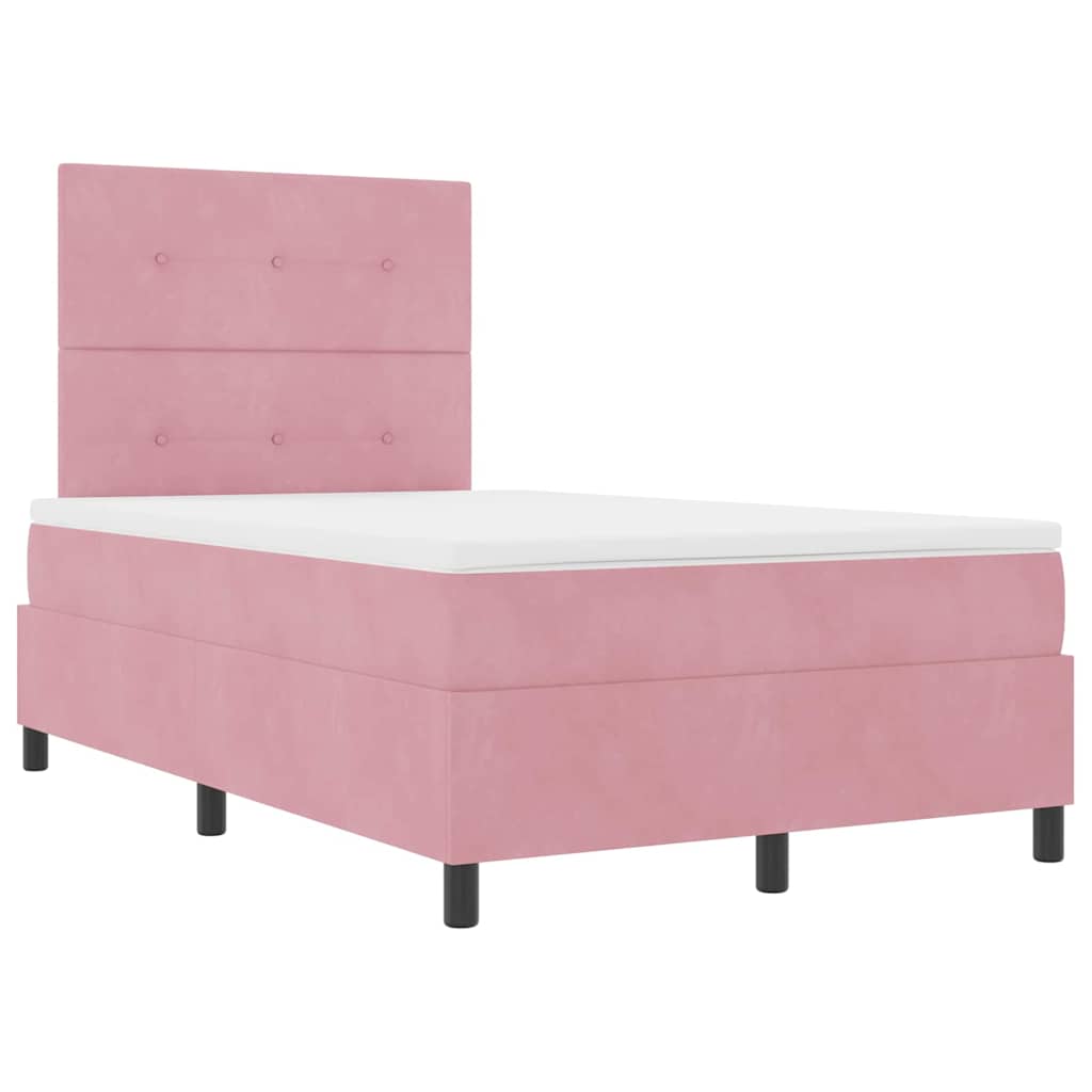LED Box Spring Krevet Ružičasta 120 x 190 cm Baršun