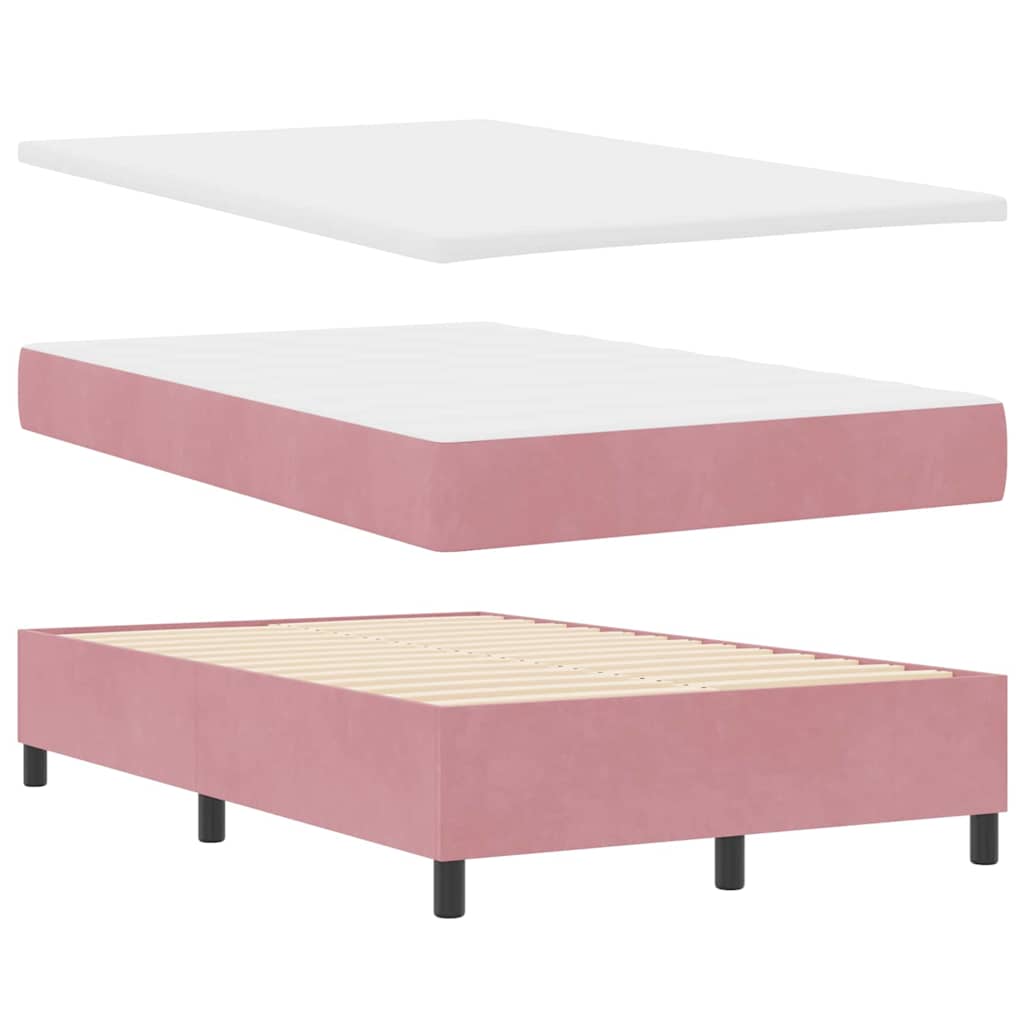 LED Box Spring Krevet Ružičasta 120 x 190 cm Baršun