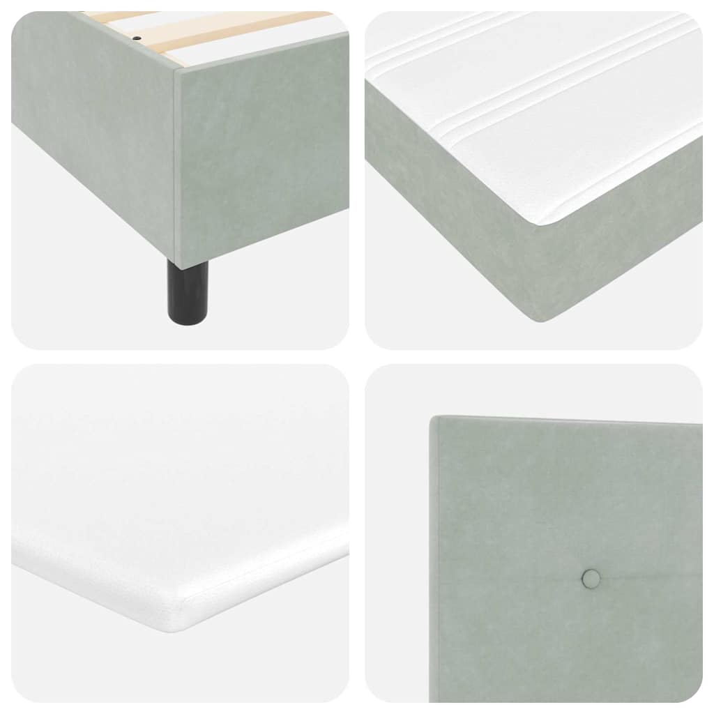 LED Box Spring Krevet Svijetlo siva 120 x 200 cm Baršun Svjetlosiva