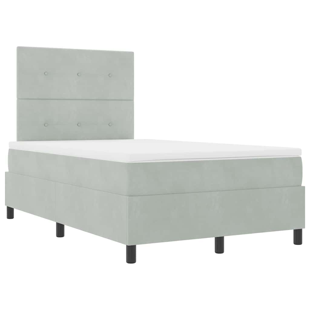 LED Box Spring Krevet Svijetlo siva 120 x 200 cm Baršun Svjetlosiva