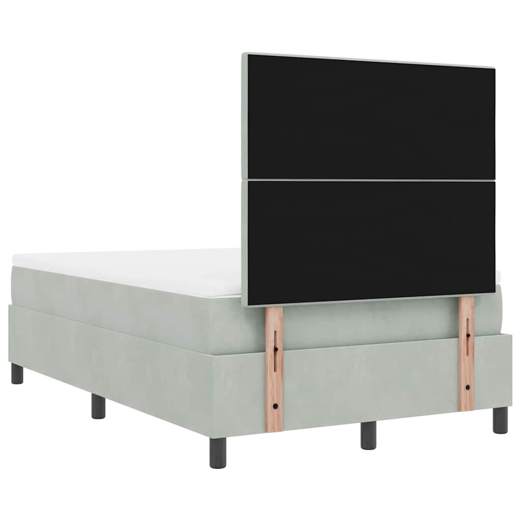 LED Box Spring Krevet Svijetlo siva 120 x 200 cm Baršun Svjetlosiva