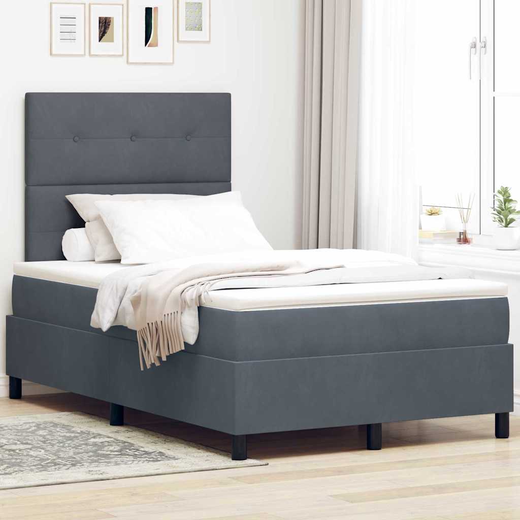 LED Box Spring Krevet Tamno siva 120 x 200 cm Baršun