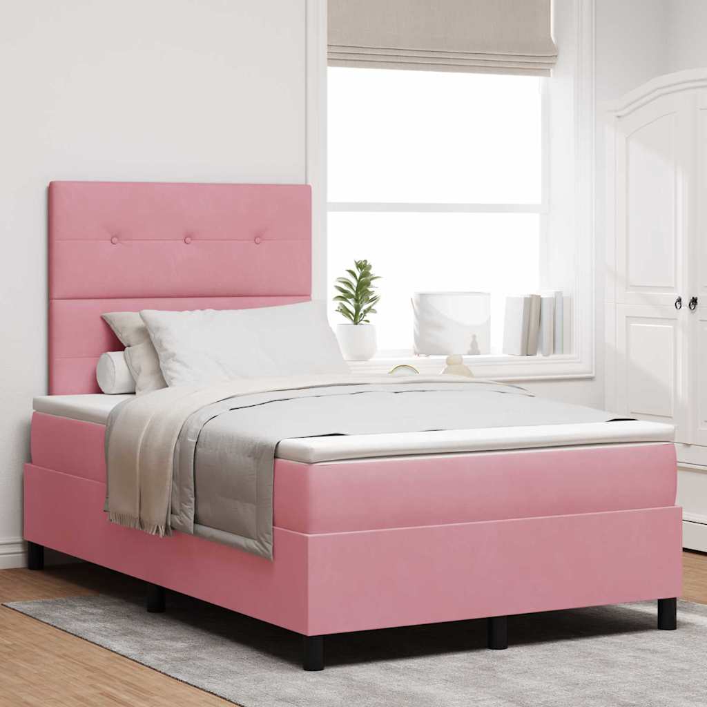 LED Box Spring Krevet Ružičasta 120 x 200 cm Baršun