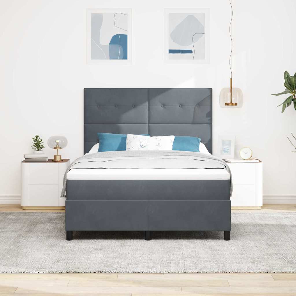 LED Box Spring Krevet Tamno siva 140 x 190 cm Baršun