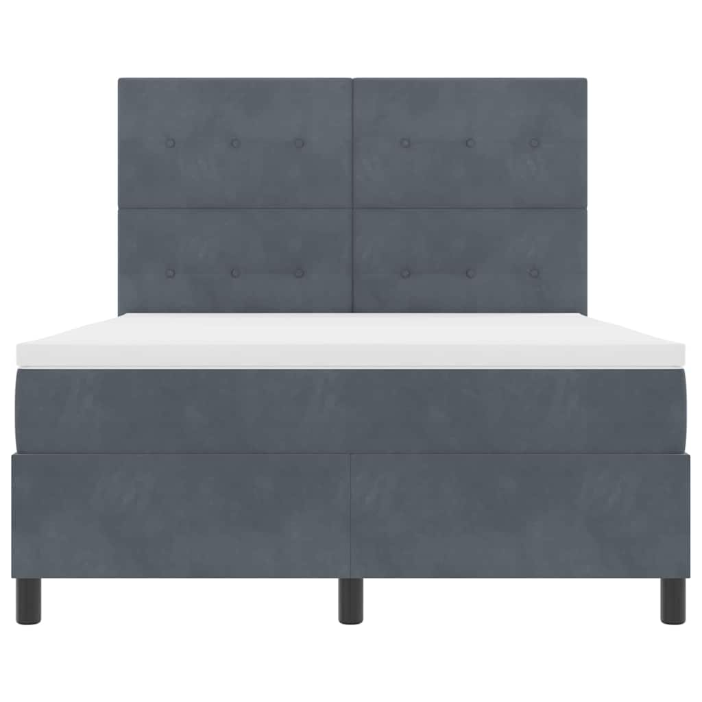 LED Box Spring Krevet Tamno siva 140 x 190 cm Baršun