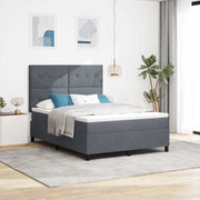 LED Box Spring Krevet Tamno siva 140 x 200 cm Baršun