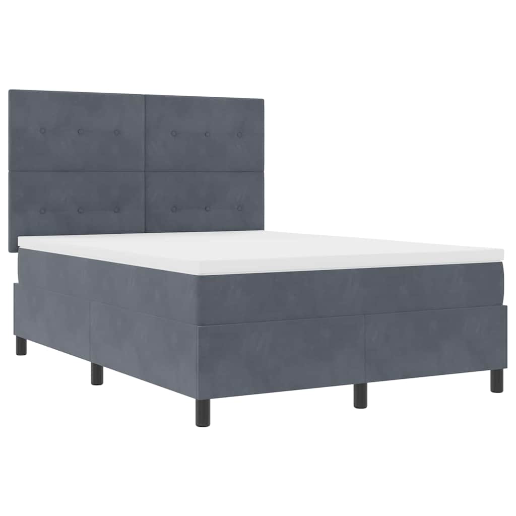LED Box Spring Krevet Tamno siva 140 x 200 cm Baršun
