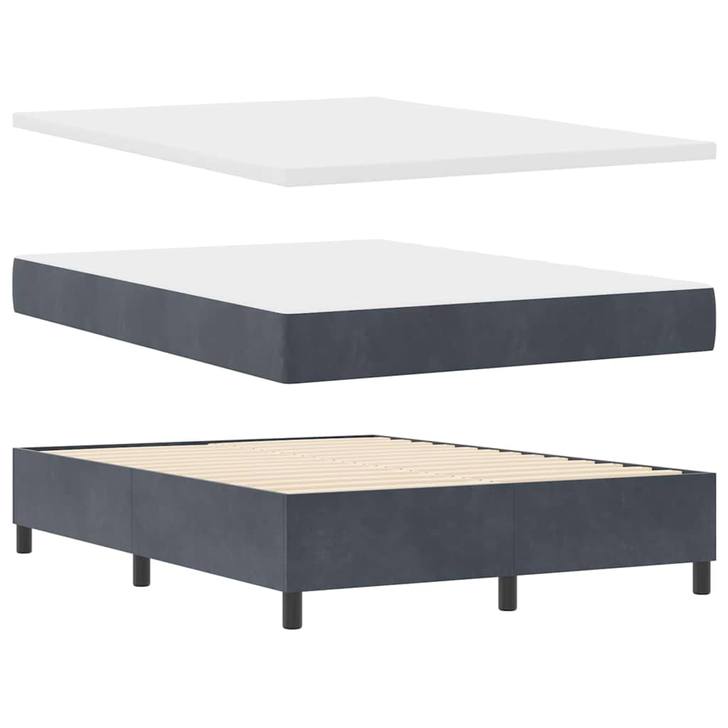 LED Box Spring Krevet Tamno siva 140 x 200 cm Baršun