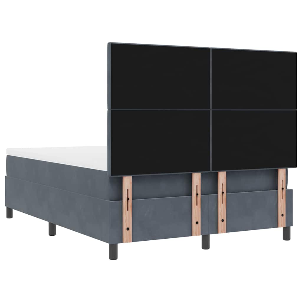 LED Box Spring Krevet Tamno siva 140 x 200 cm Baršun