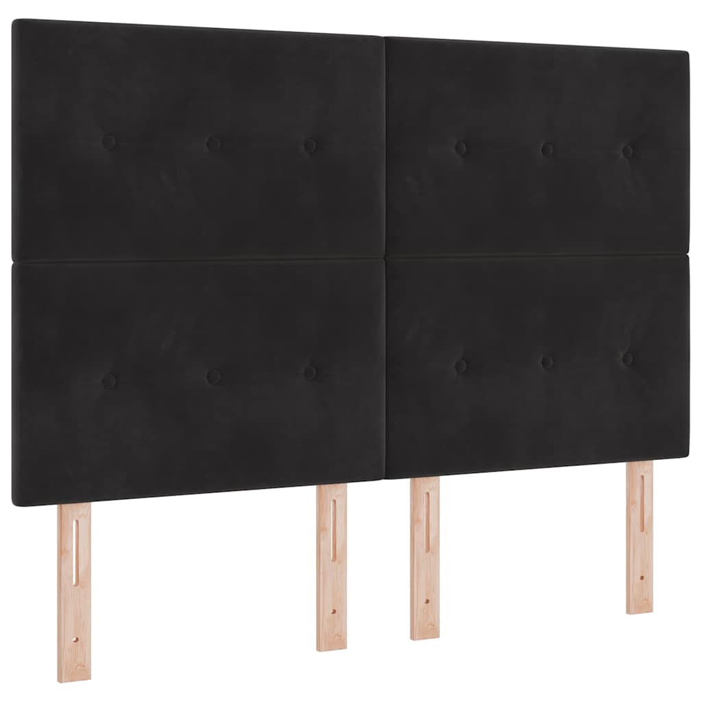 LED Box Spring Krevet s uzglavljem Crna 140 x 200 cm Baršun