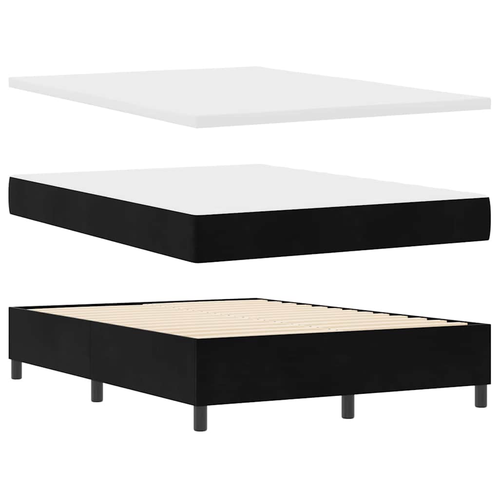LED Box Spring Krevet s uzglavljem Crna 140 x 200 cm Baršun
