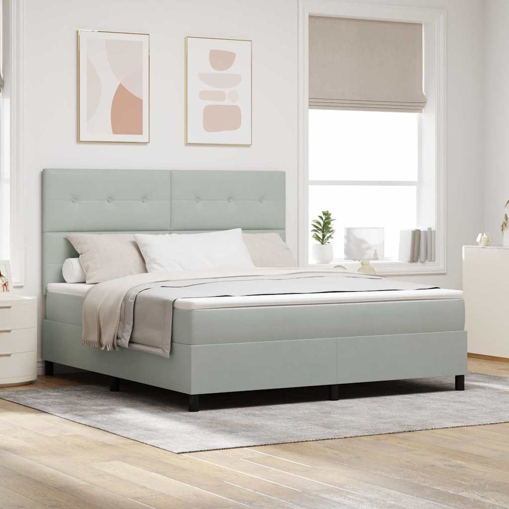 LED Box Spring Krevet Svijetlo siva 180 x 200 cm Baršun Svjetlosiva