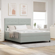 LED Box Spring Krevet Svijetlo siva 180 x 200 cm Baršun Svjetlosiva