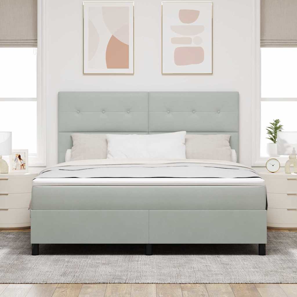 LED Box Spring Krevet Svijetlo siva 180 x 200 cm Baršun Svjetlosiva