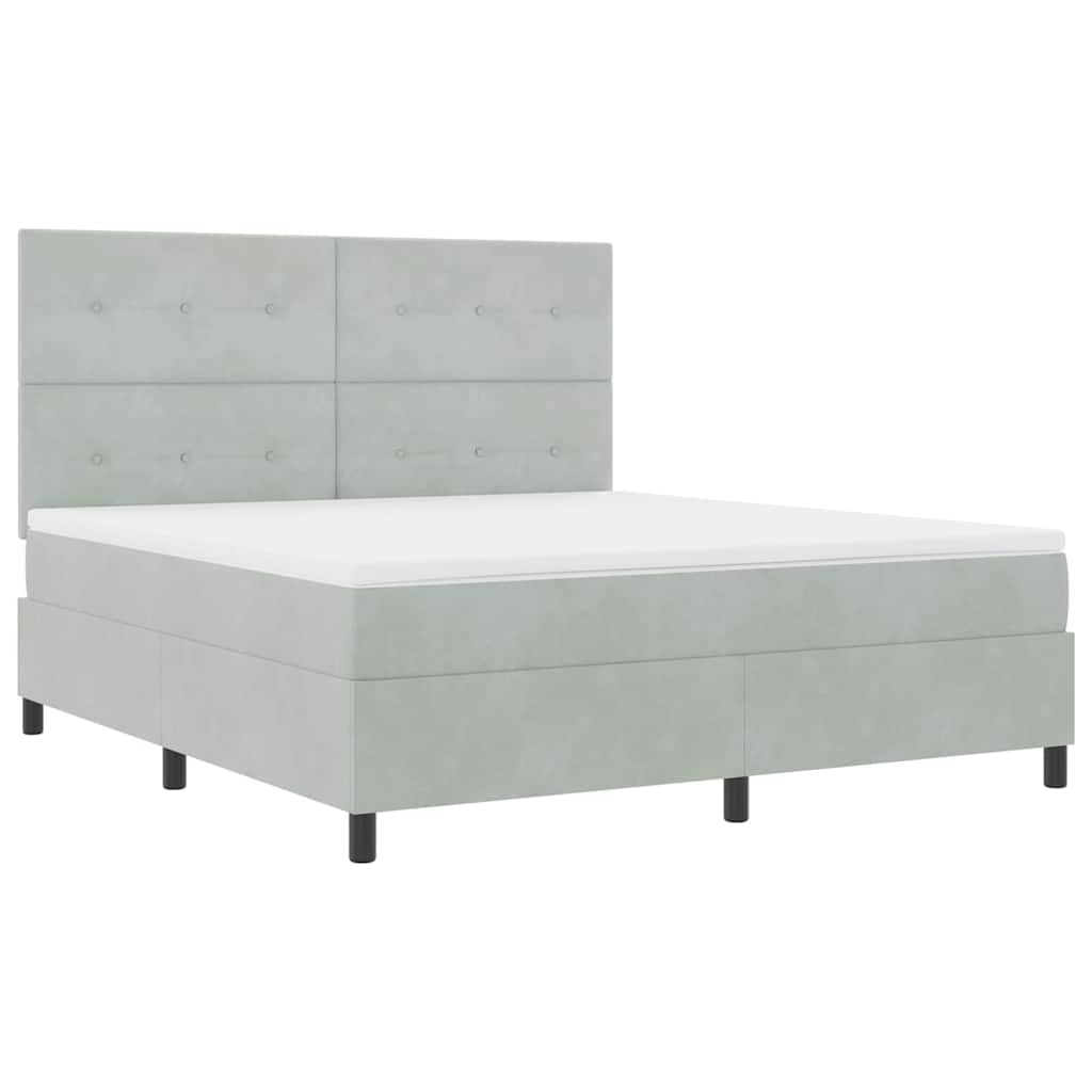 LED Box Spring Krevet Svijetlo siva 180 x 200 cm Baršun Svjetlosiva