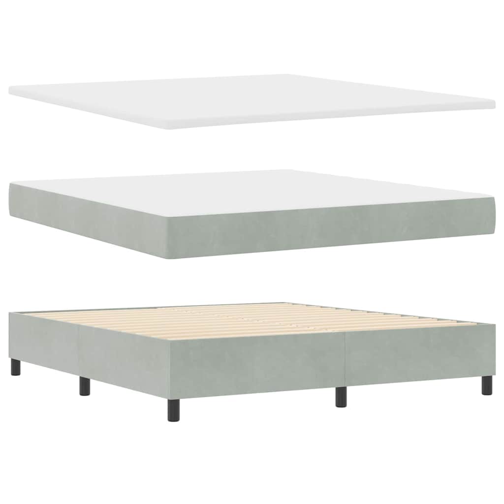 LED Box Spring Krevet Svijetlo siva 180 x 200 cm Baršun Svjetlosiva