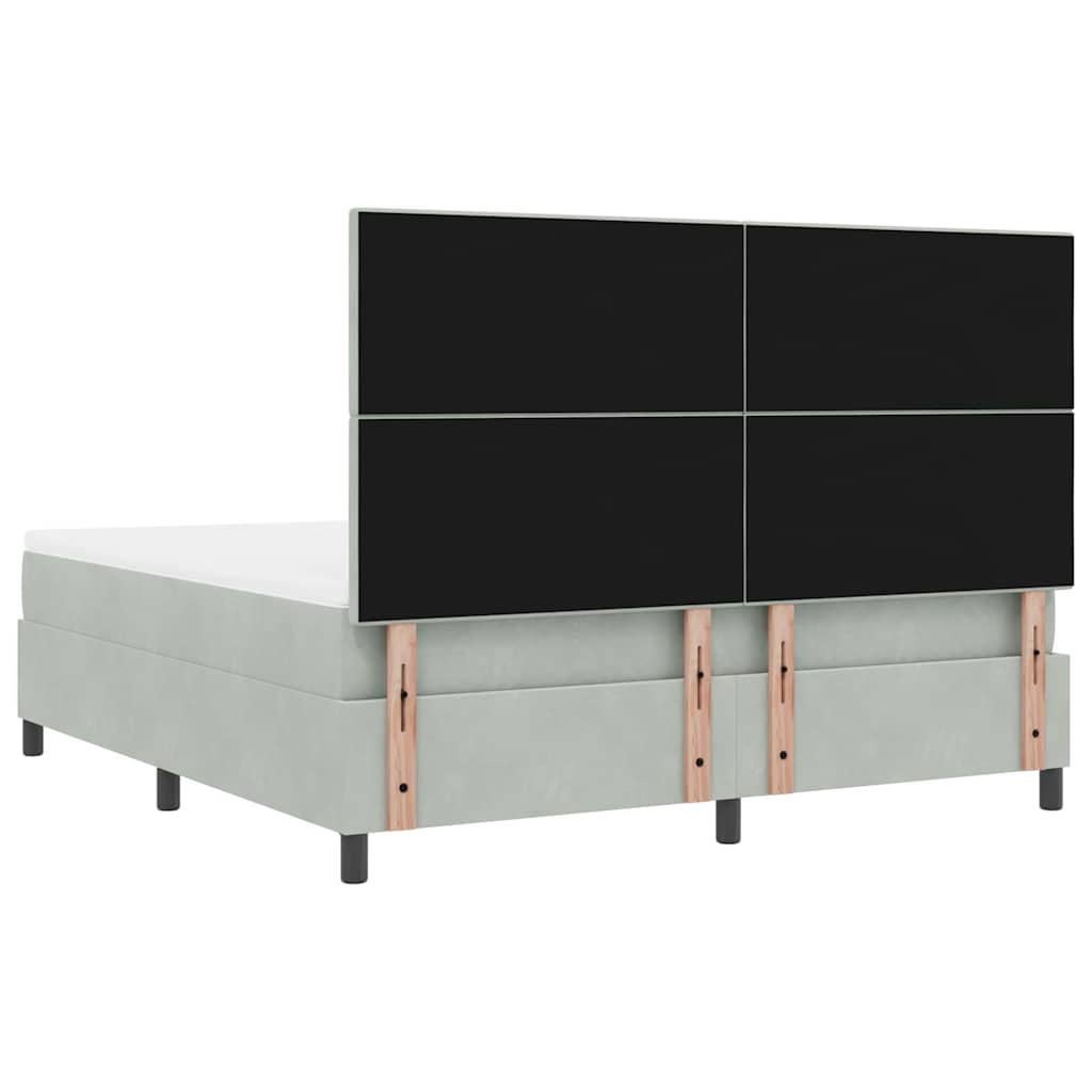 LED Box Spring Krevet Svijetlo siva 180 x 200 cm Baršun Svjetlosiva