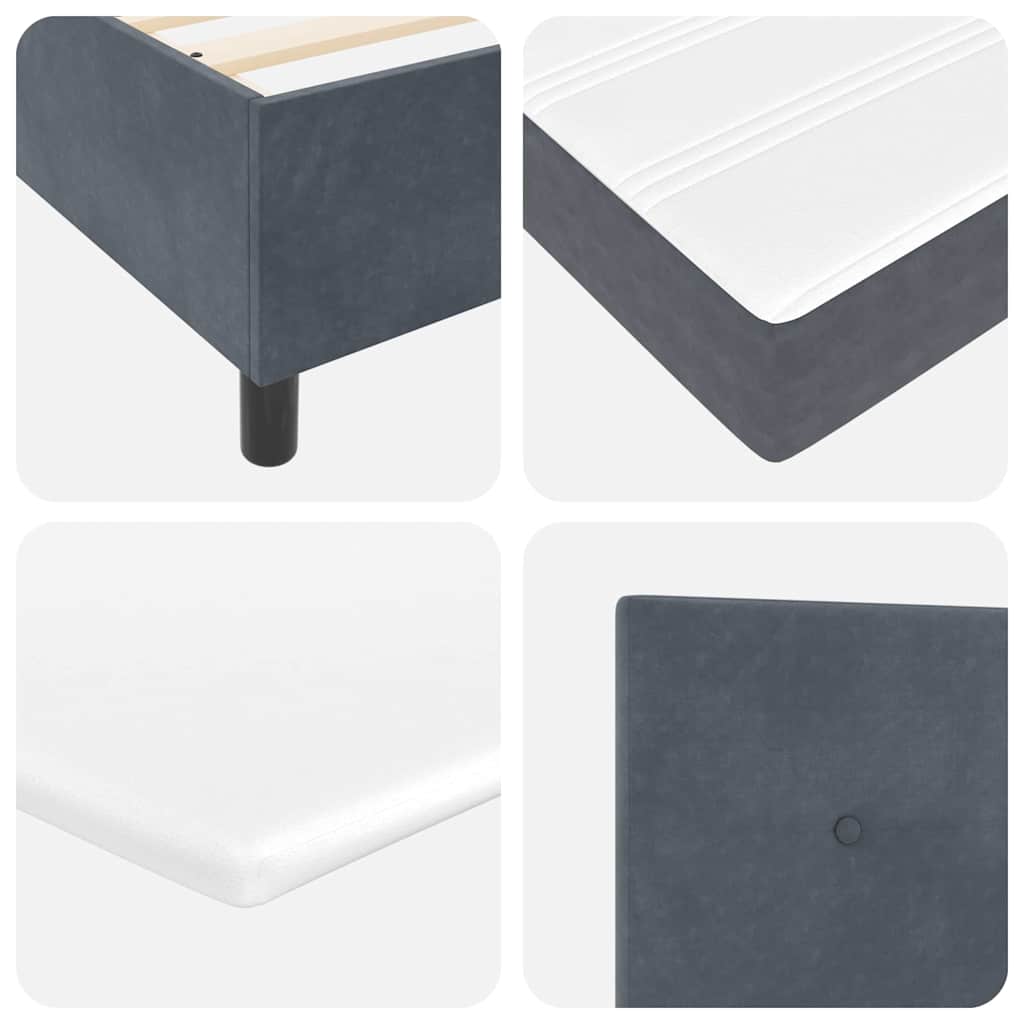 LED Box Spring Krevet Tamno siva 180 x 200 cm Baršun
