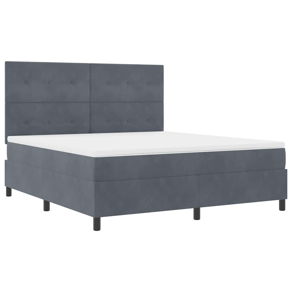 LED Box Spring Krevet Tamno siva 180 x 200 cm Baršun