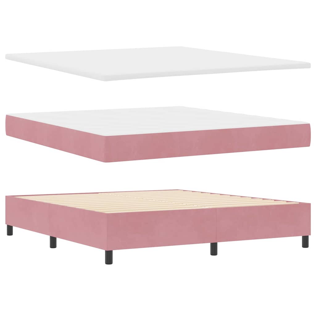 LED Box Spring Krevet Ružičasta 180 x 200 cm Baršun