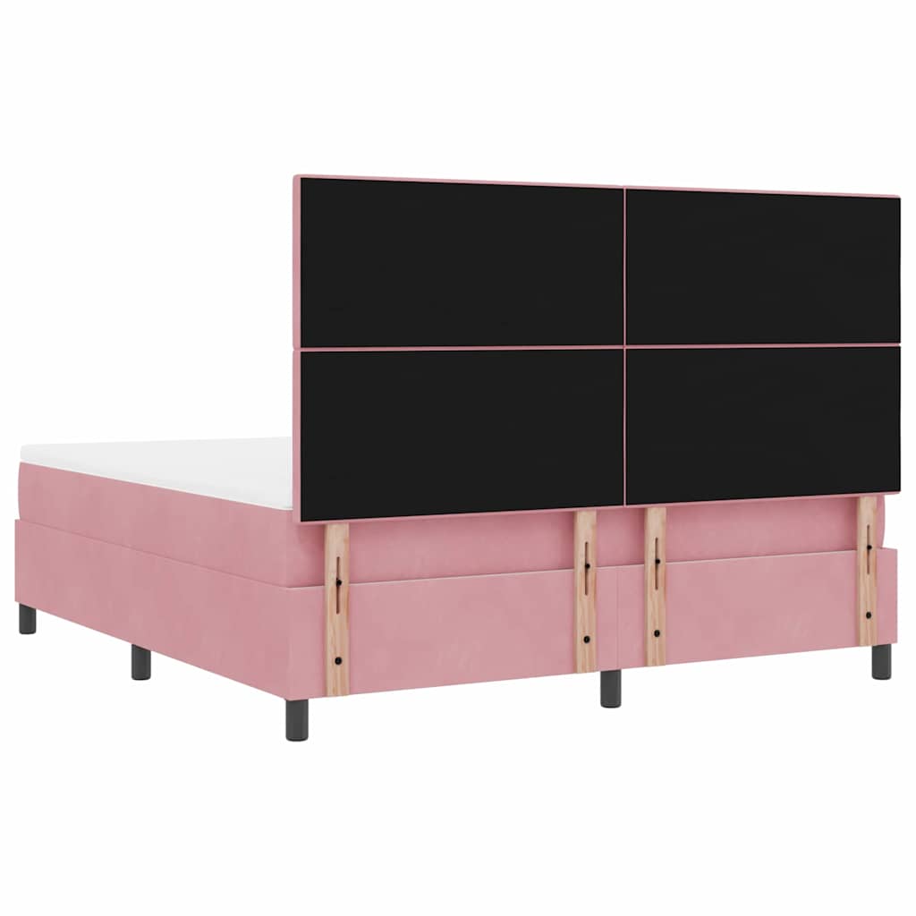 LED Box Spring Krevet Ružičasta 180 x 200 cm Baršun
