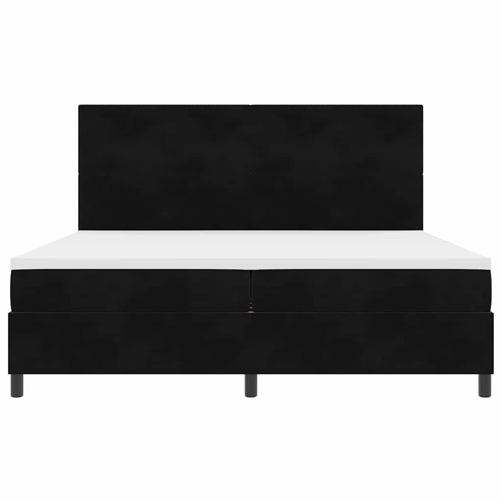 LED Box Spring Krevet s uzglavljem Crna 200 x 200 cm Baršun