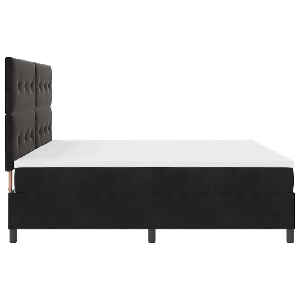 LED Box Spring Krevet s uzglavljem Crna 200 x 200 cm Baršun