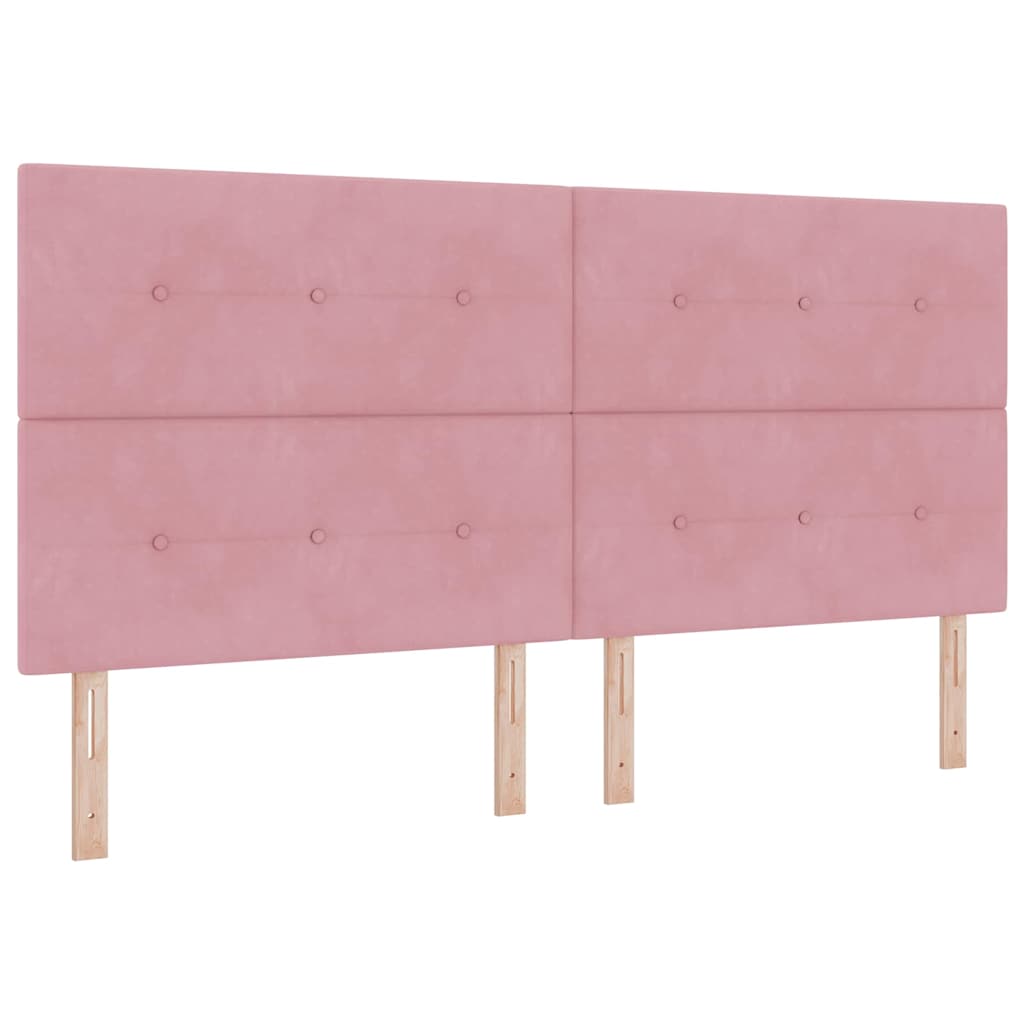 LED Box Spring Krevet Ružičasta 200 x 200 cm Baršun