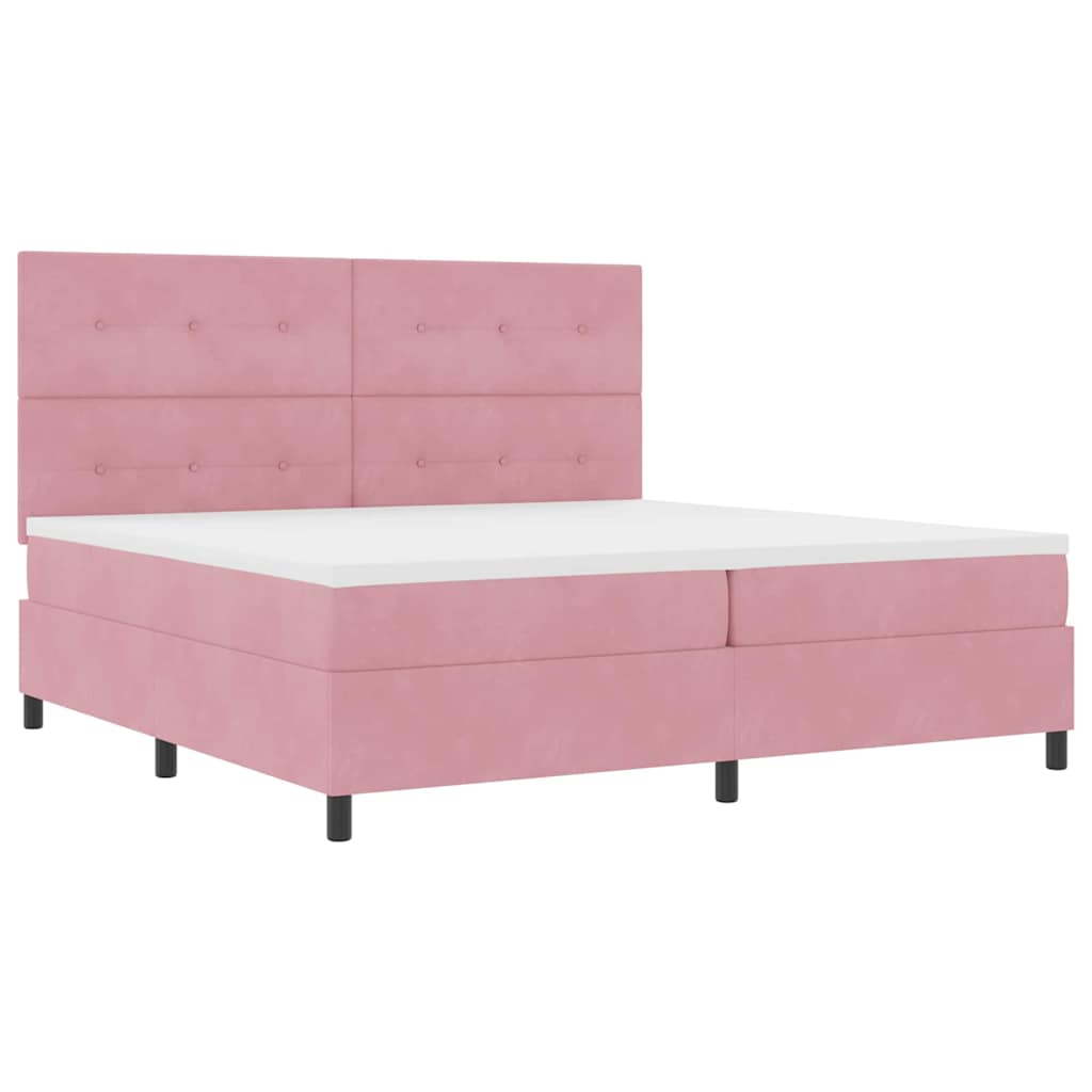 LED Box Spring Krevet Ružičasta 200 x 200 cm Baršun