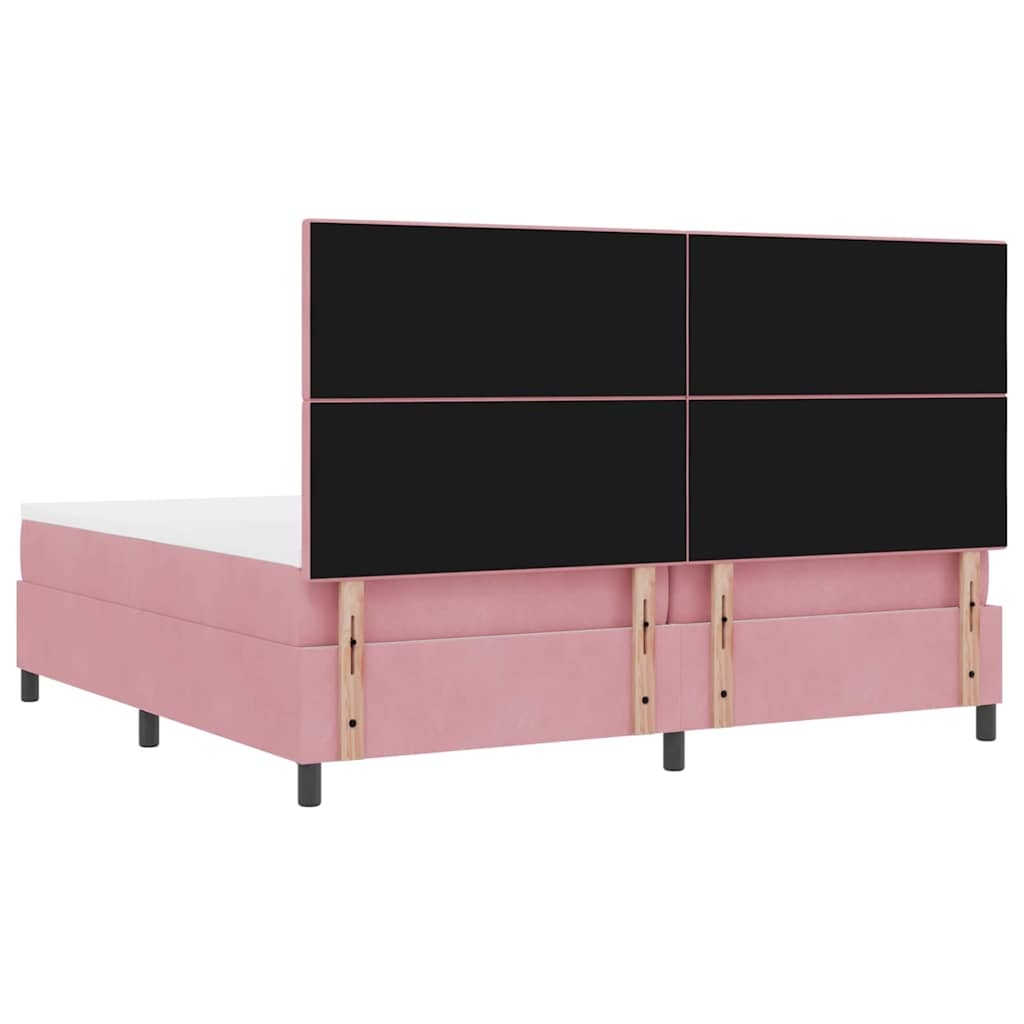 LED Box Spring Krevet Ružičasta 200 x 200 cm Baršun