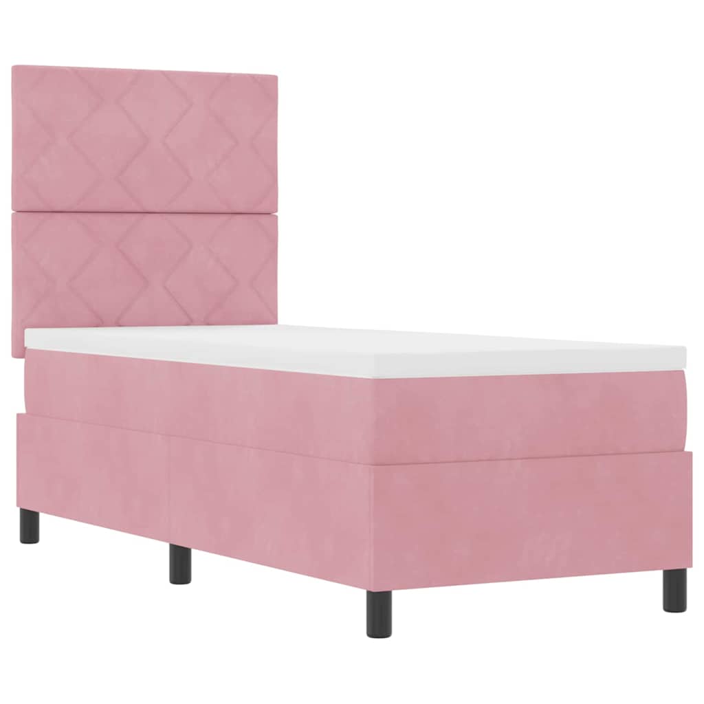 LED Box Spring Krevet s uzglavljem Ružičasta 80 x 200 cm Baršun