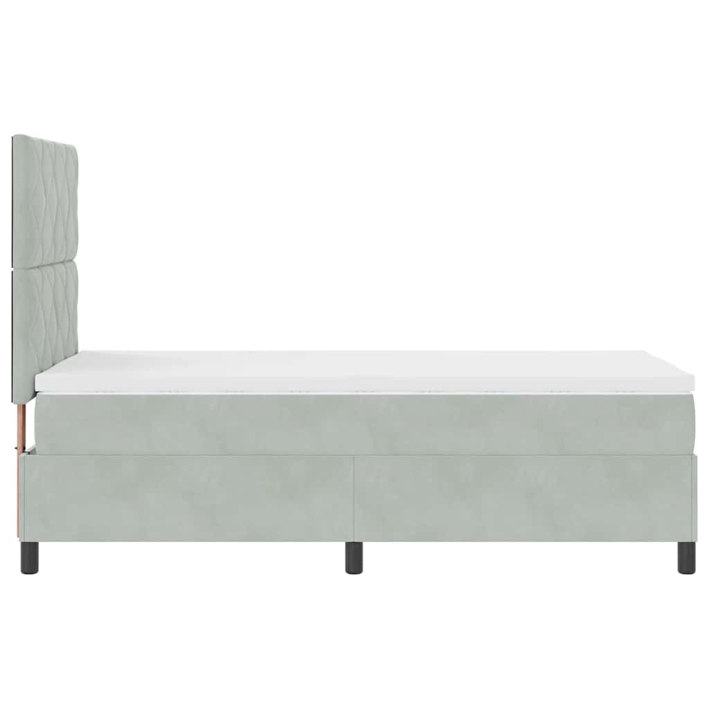 LED Box Spring Krevet Svijetlo siva 90 x 190 cm Baršun Svjetlosiva