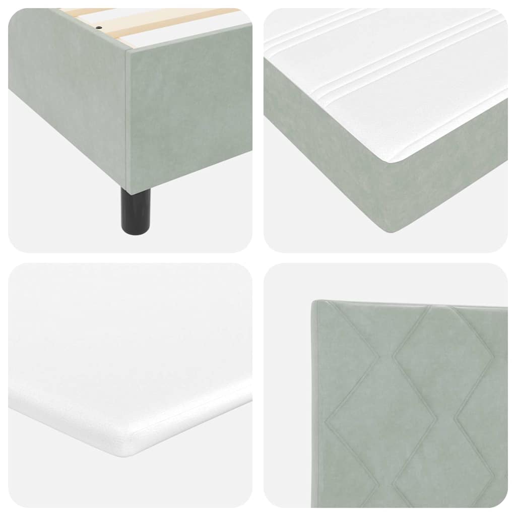 LED Box Spring Krevet Svijetlo siva 90 x 200 cm Baršun Svjetlosiva