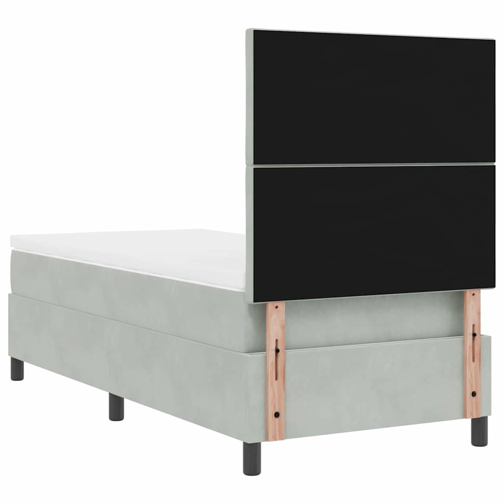 LED Box Spring Krevet Svijetlo siva 90 x 200 cm Baršun Svjetlosiva