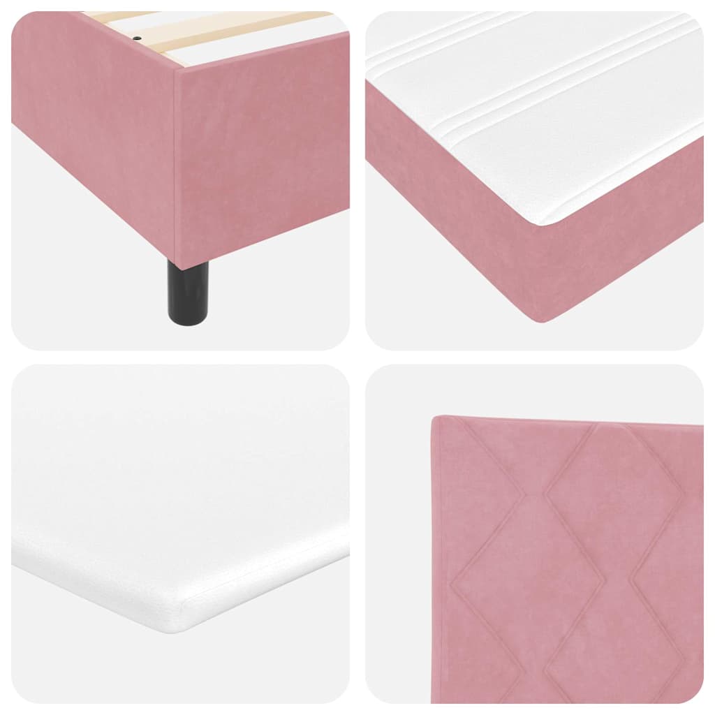 LED Box Spring Krevet s uzglavljem Ružičasta 90 x 200 cm Baršun