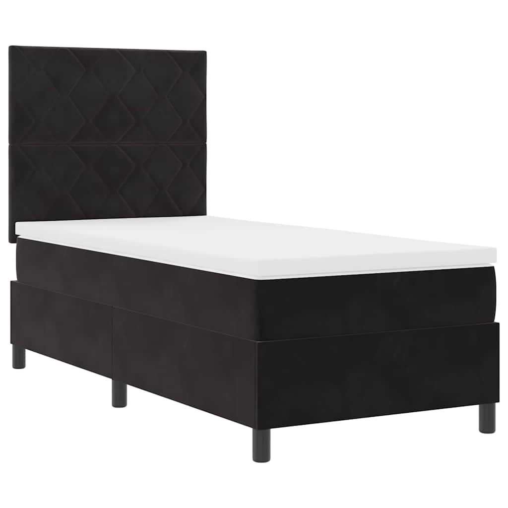 LED Box Spring Krevet s uzglavljem Crna 100 x 200 cm Baršun