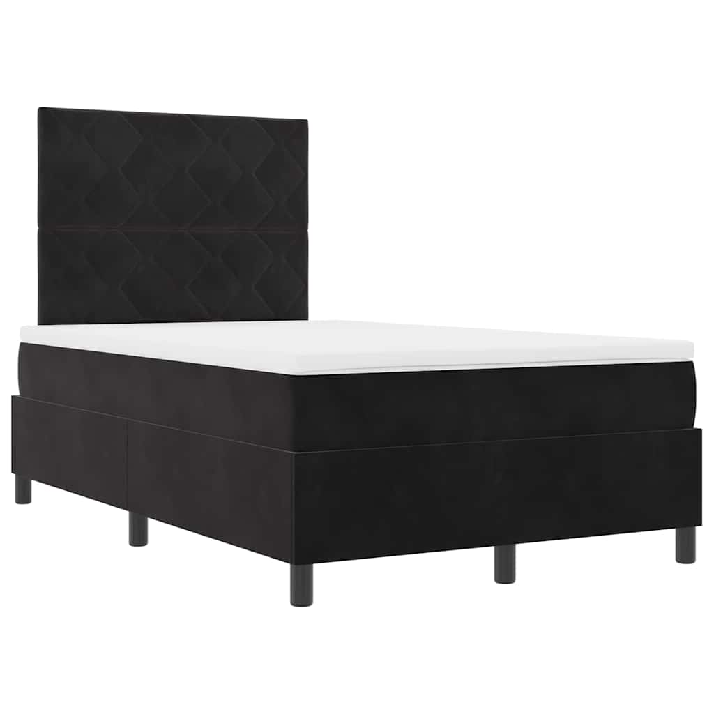 LED Box Spring Krevet s uzglavljem Crna 120 x 200 cm Baršun