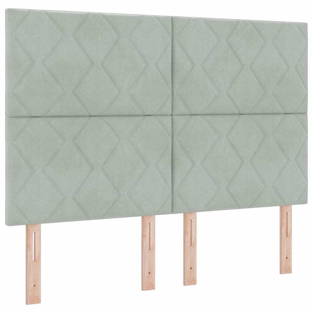 LED Box Spring Krevet Svijetlo siva 140 x 190 cm Baršun Svjetlosiva