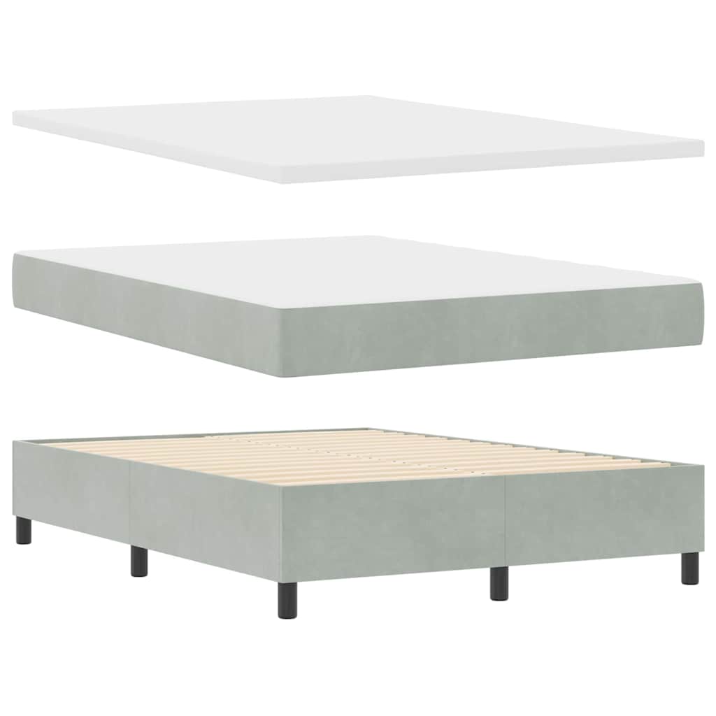 LED Box Spring Krevet Svijetlo siva 140 x 190 cm Baršun Svjetlosiva