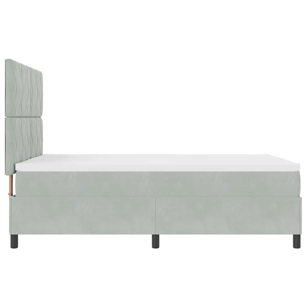 LED Box Spring Krevet Svijetlo siva 140 x 190 cm Baršun Svjetlosiva