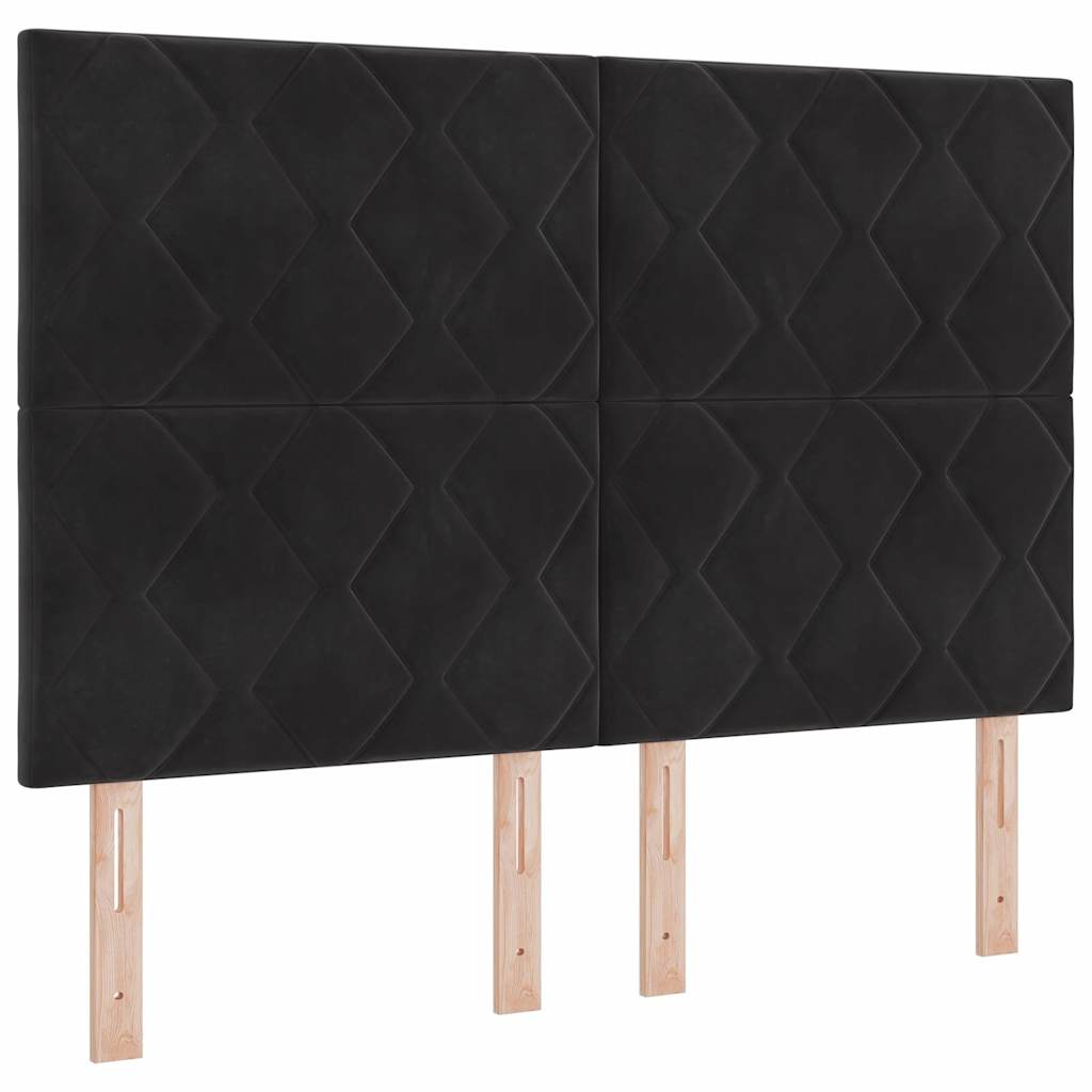 LED Box Spring Krevet s uzglavljem Crna 140 x 190 cm Baršun