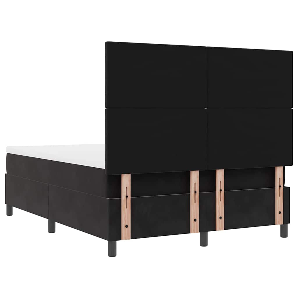 LED Box Spring Krevet s uzglavljem Crna 140 x 190 cm Baršun