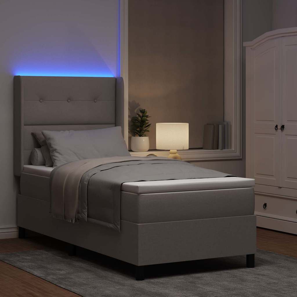 LED Box Spring Krevet s jastukom Sivo-smeđa 80 x 200 cm tkanina