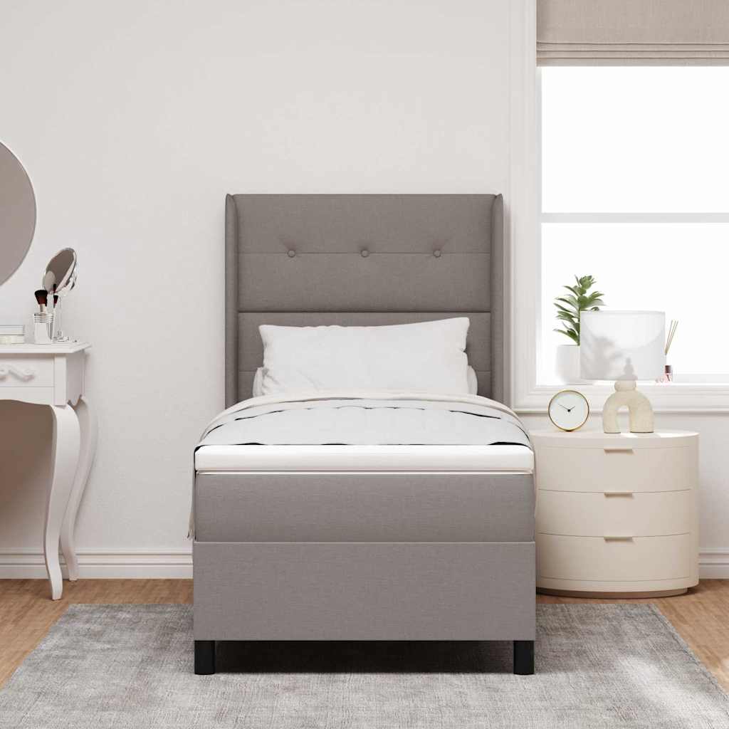 LED Box Spring Krevet s jastukom Sivo-smeđa 80 x 200 cm tkanina