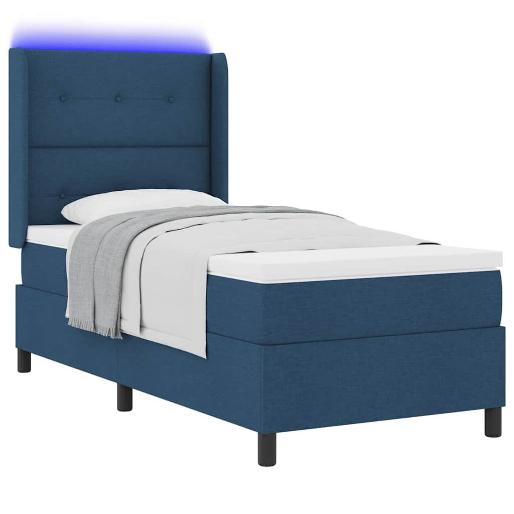 LED Box Spring Krevet s uzglavljem Plava 80 x 200 cm tkanina